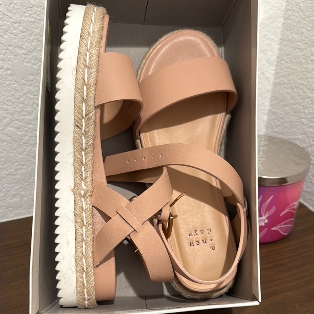 A New Day Pink and White Modern Sandals